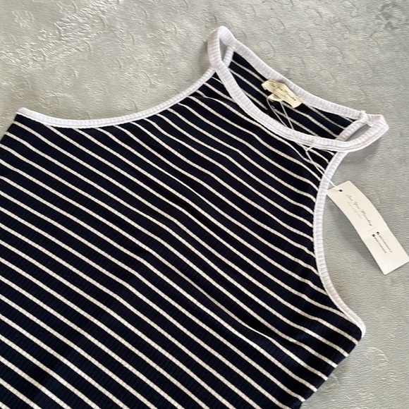 NWT See You Monday Racerback Knit Midi Dress Navy‎ White Size M - Picture 3 of 11